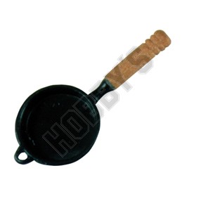 Black Frying Pan With Wooden Handle