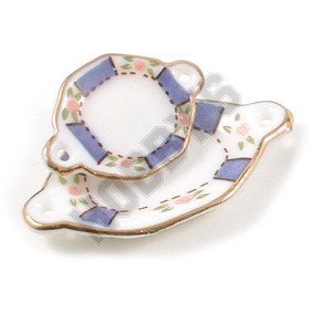Plates With Handles - Blue/Gold