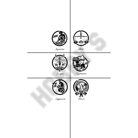 Stencil - Zodiac - Aquarius, Libra, Scorpio, Saggitarius, Capricorn, Pisces