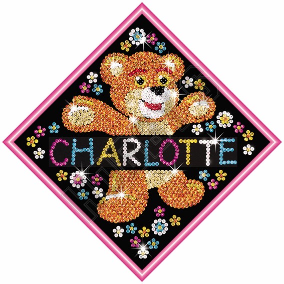 Sequin Art - Teddy Nameplate