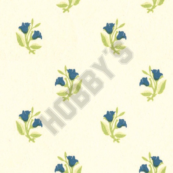 Wallpaper - Rosebud Blue On Ivory