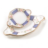 Plates With Handles - Blue/Gold