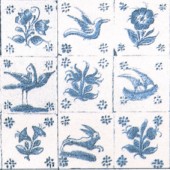 Early Delft Wallpaper - Blue On White 