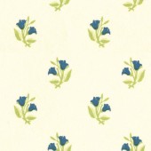 Wallpaper - Rosebud Blue On Ivory